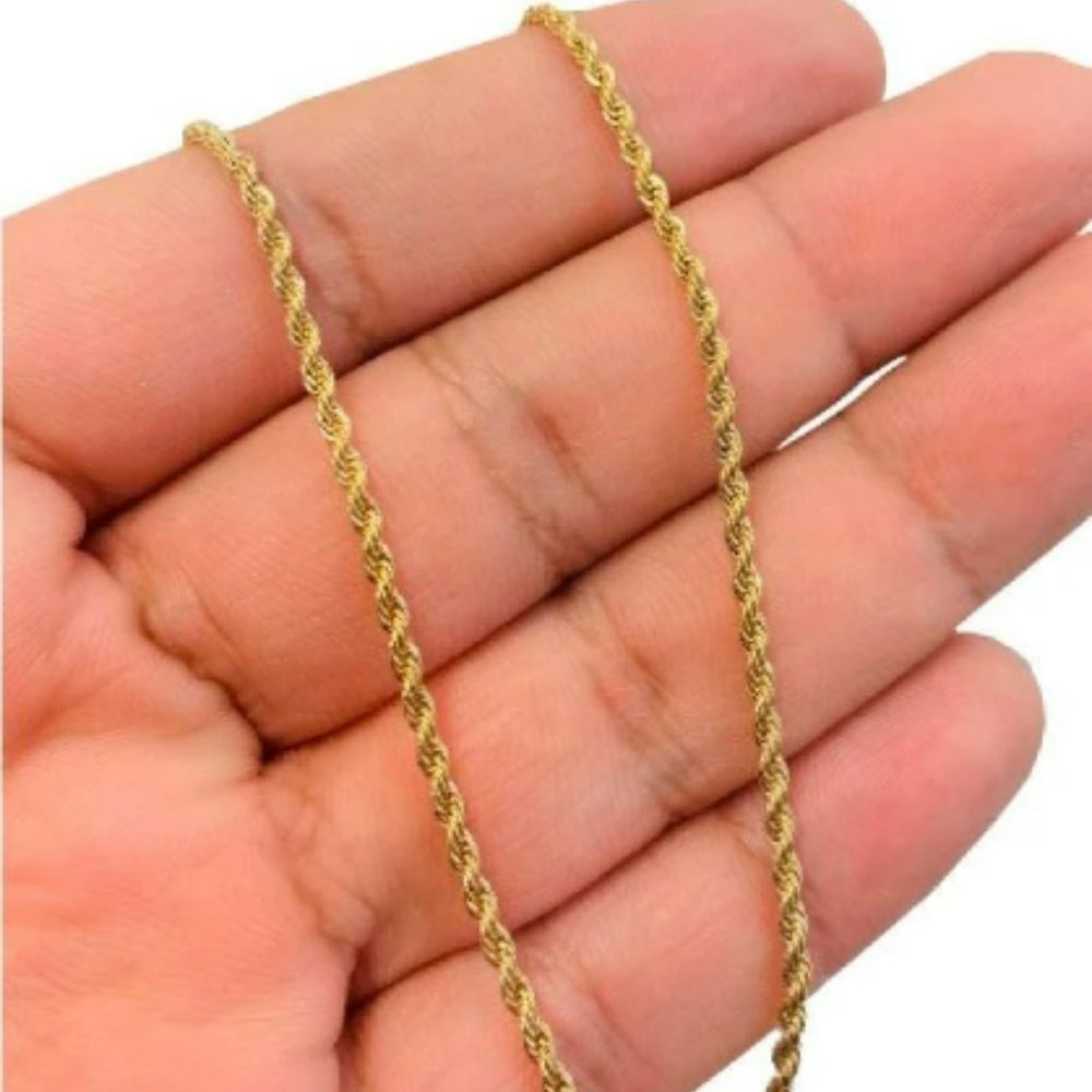 14K Gold F Anklet Bracelet Rope Link Chain for Womens Ladies 10" Foot Bracelet